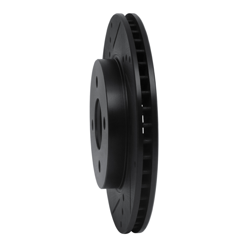 Nissan Note Brake Rotor (1) - Front Left - R1 Concepts - Drilled & Slotted - Black - `11-`25